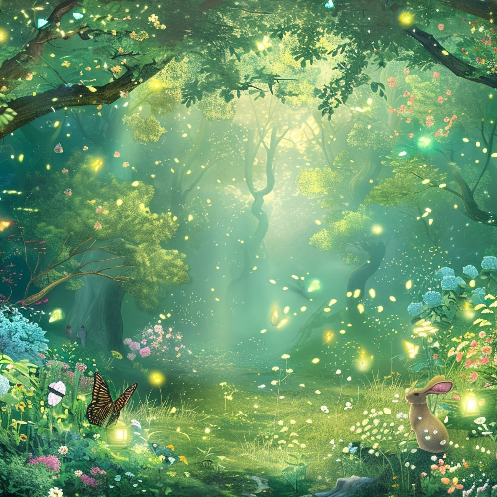 Spring Picture Backdrop Forest Glowing Butterfly Backdrop BRP11-513