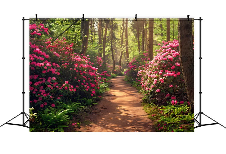 Spring Backdrops Ideas Pink Rhododendron Forest Trail Backdrop BRP11-516