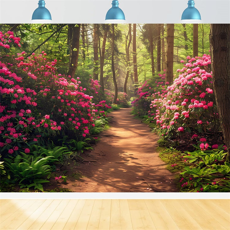 Spring Backdrops Ideas Pink Rhododendron Forest Trail Backdrop BRP11-516