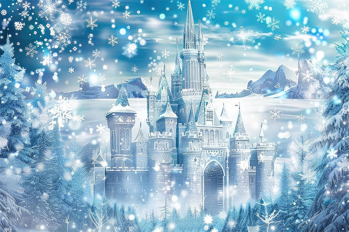 Winter Wonderland Backdrop Frosty Castle Nestled Backdrop BRP11-51