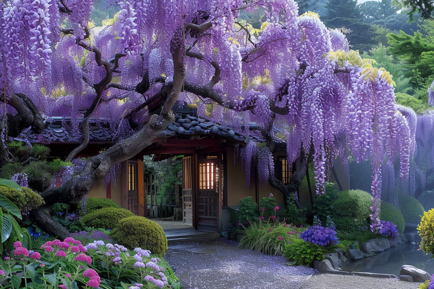 Spring Backdrop Wisteria Bloom Around Door Backdrop BRP11-520