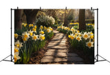 Spring Photography Backdrop Garden Walk Daffodils Backdrop BRP11-524