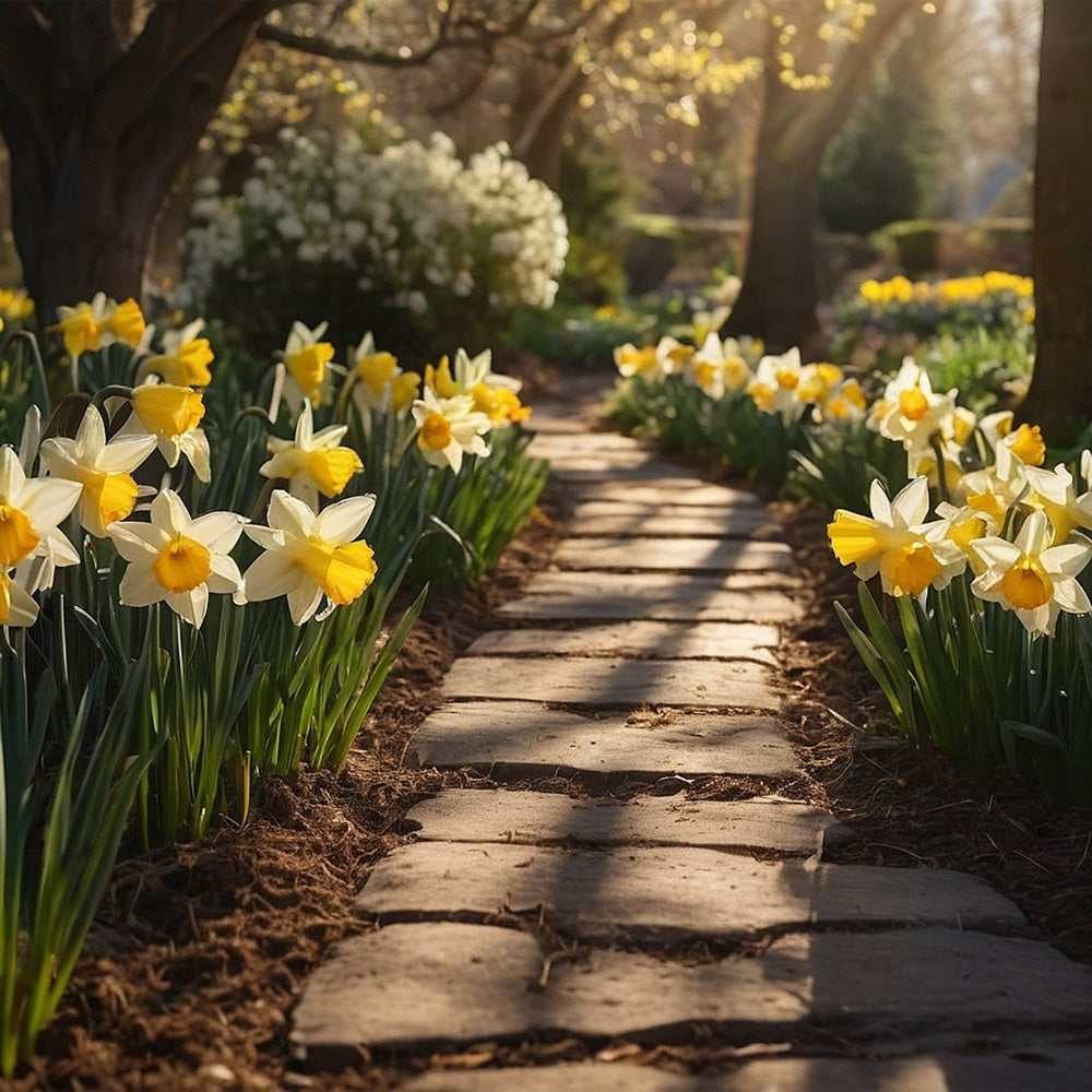 Spring Photography Backdrop Garden Walk Daffodils Backdrop BRP11-524