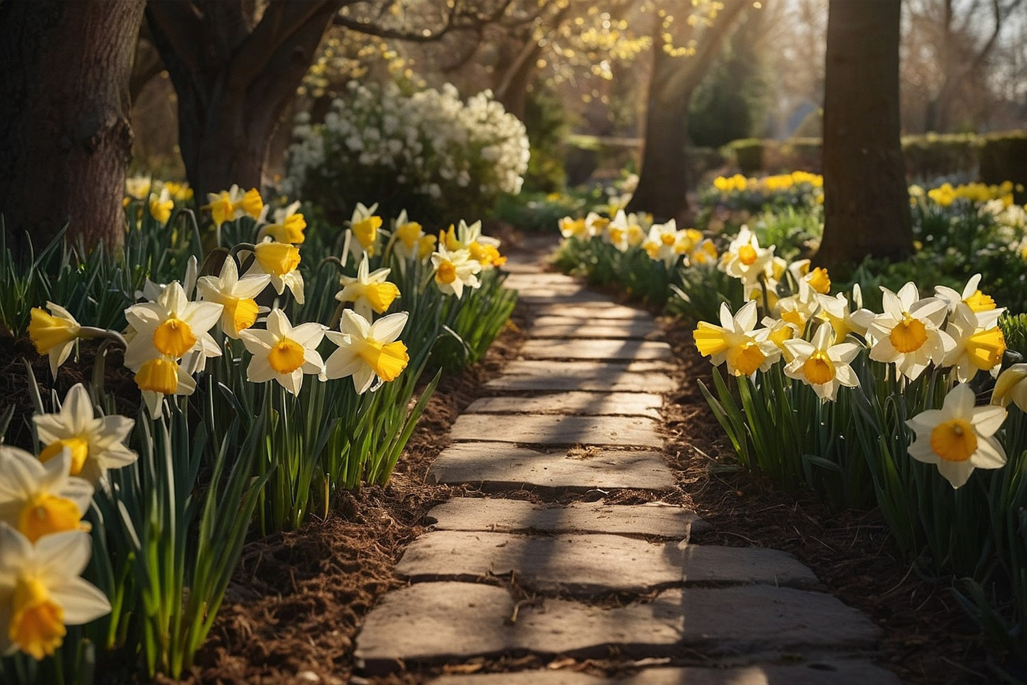 Spring Photography Backdrop Garden Walk Daffodils Backdrop BRP11-524