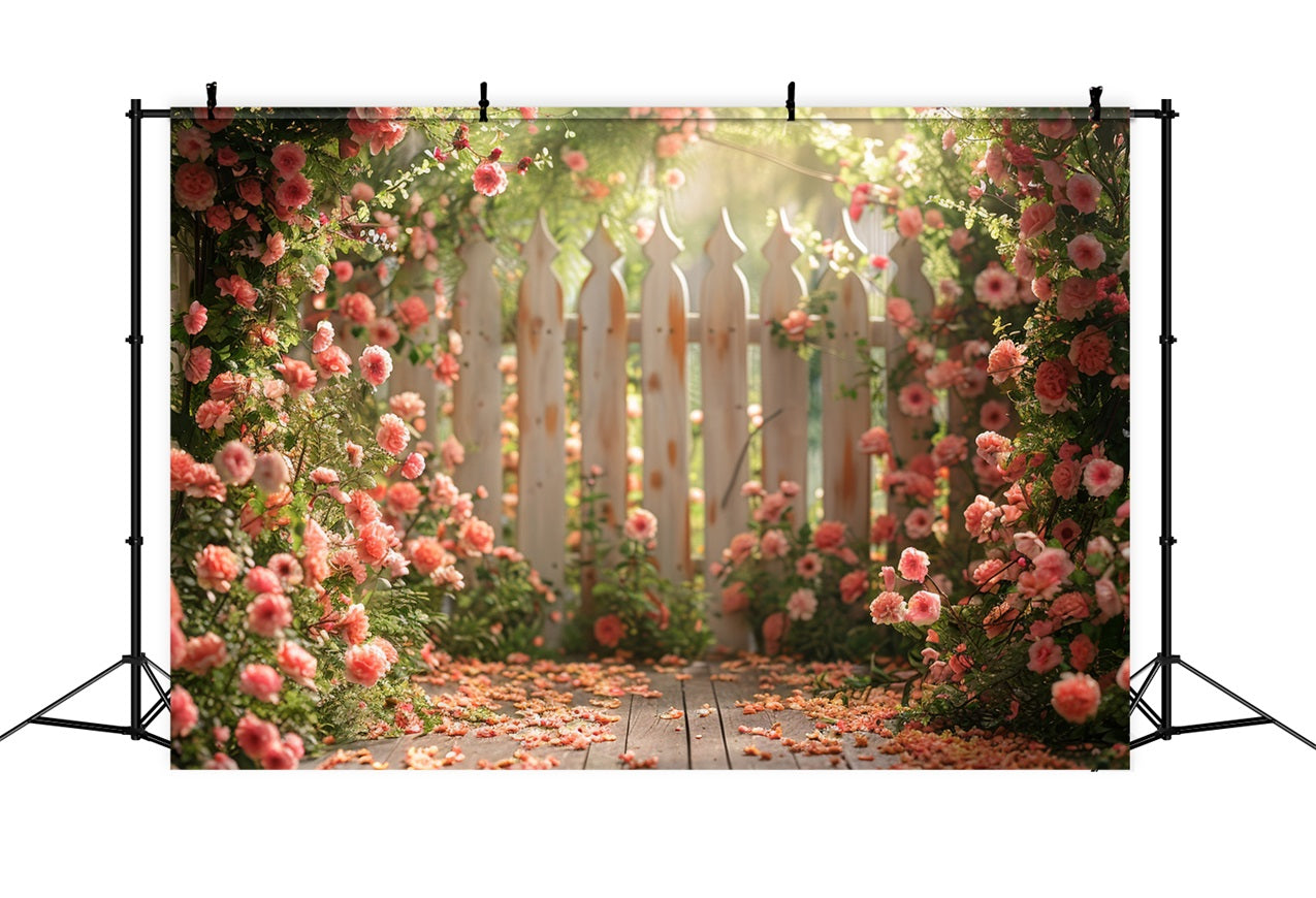 Backdrop Spring Garden Roses Fence Backdrop BRP11-526