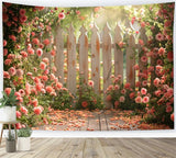 Backdrop Spring Garden Roses Fence Backdrop BRP11-526