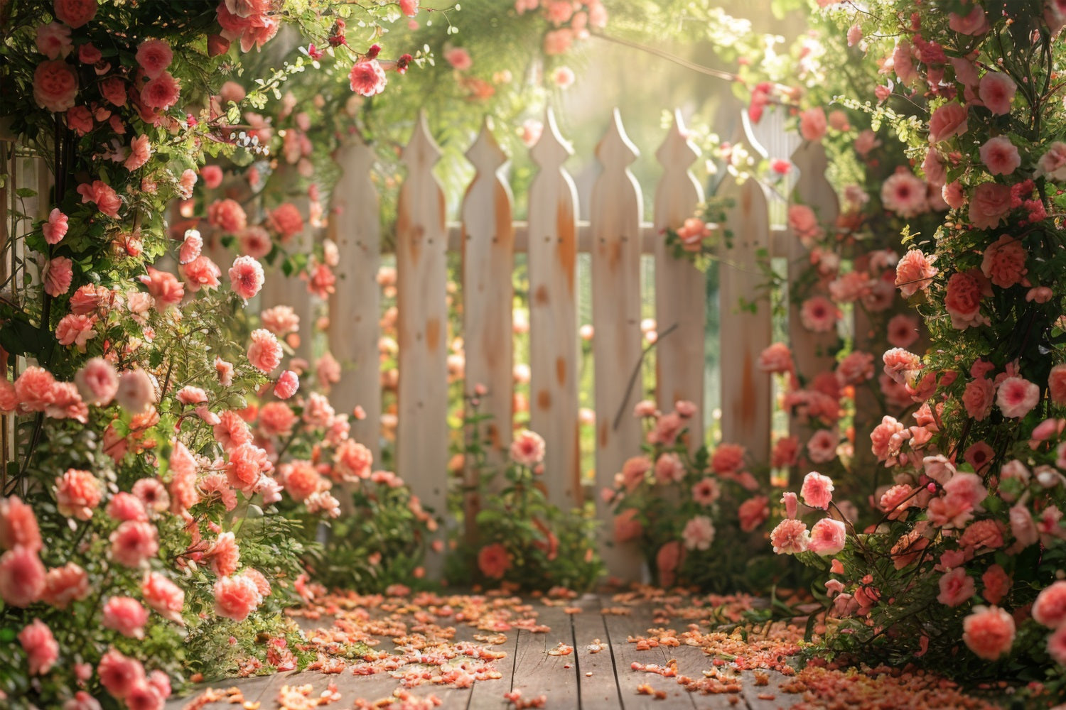 Backdrop Spring Garden Roses Fence Backdrop BRP11-526