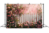 Spring Backdrop Ideas Floral Fence Pink Blooms Backdrop BRP11-527