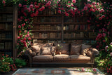 Photography Spring Backdrop Sofa Flower Bookcase Backdrop BRP11-533