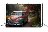 Spring Backdrops Retro Floral Car Photography Backdrop BRP11-535