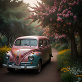 Spring Backdrops Retro Floral Car Photography Backdrop BRP11-535