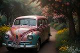 Spring Backdrops Retro Floral Car Photography Backdrop BRP11-535