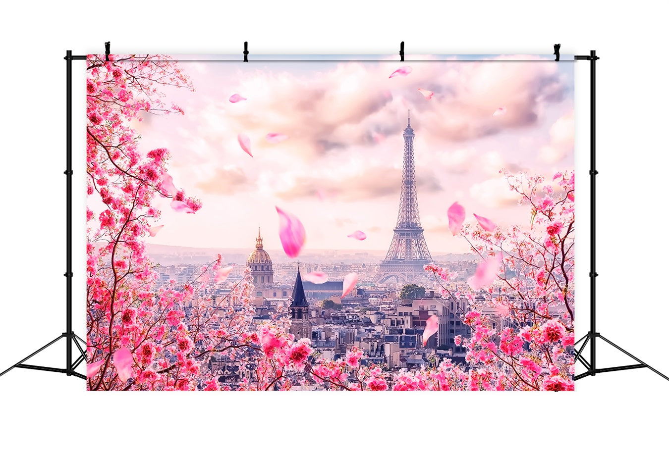 Spring Themed Backdrop Eiffel Tower Cherry Blossoms Backdrop BRP11-536