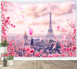 Spring Themed Backdrop Eiffel Tower Cherry Blossoms Backdrop BRP11-536