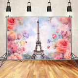 Spring Backdrop Photography Eiffel Tower Floral Hand-Painted Backdrop BRP11-537