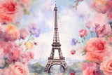 Spring Backdrop Photography Eiffel Tower Floral Hand-Painted Backdrop BRP11-537