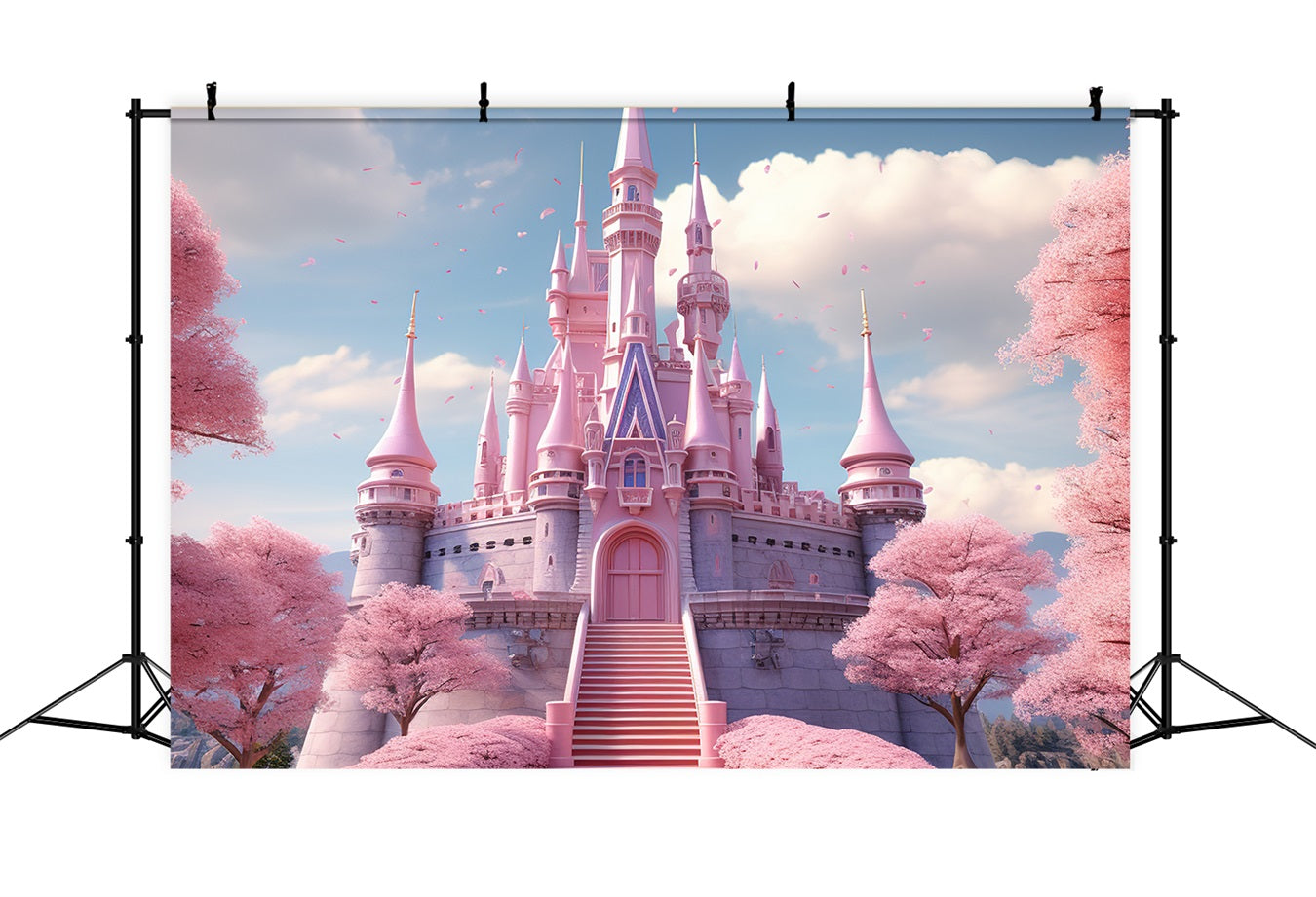 Spring Photo Backdrops Pink Castle Fantasy Backdrop BRP11-539