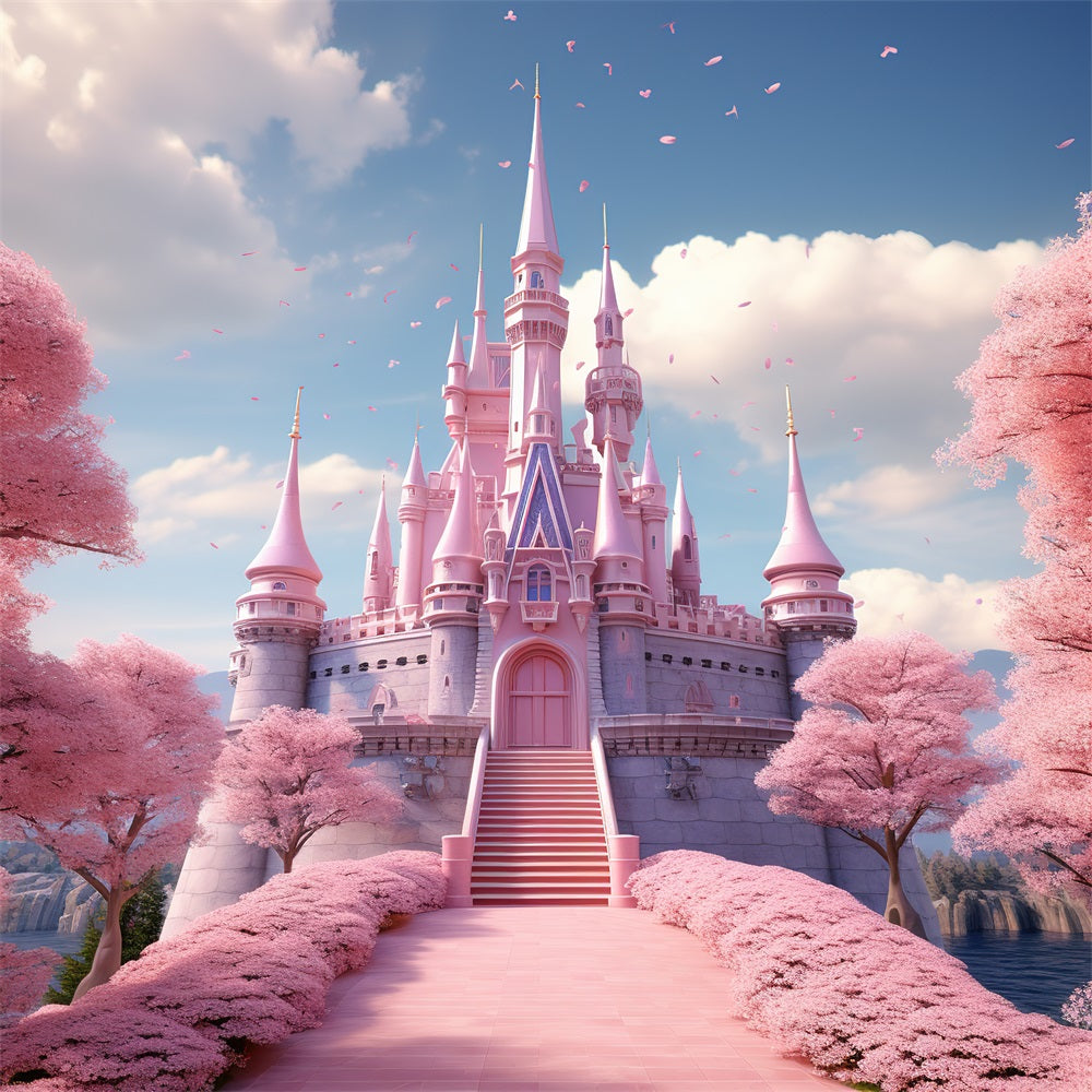 Spring Photo Backdrops Pink Castle Fantasy Backdrop BRP11-539