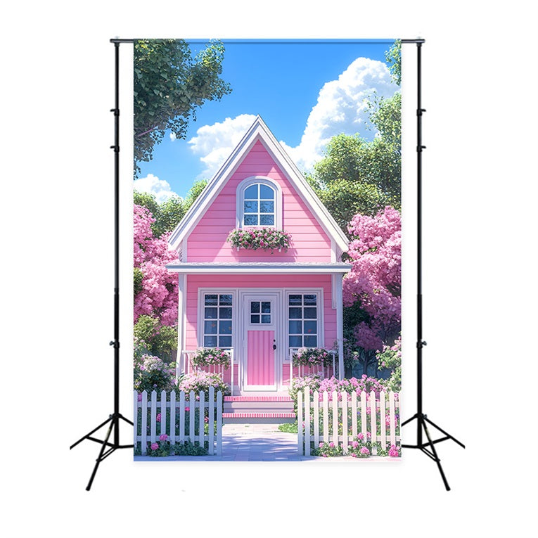 Spring Flowers Backdrop Adorable Pink Cottage Backdrop BRP11-540