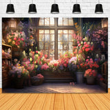 Photo Backdrop Spring Window View Colorful Flowers Backdrop BRP11-544