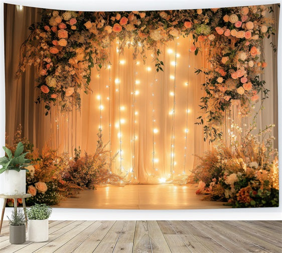 Spring Floral Backdrop Fairy Light Wedding Flower Backdrop BRP11-549