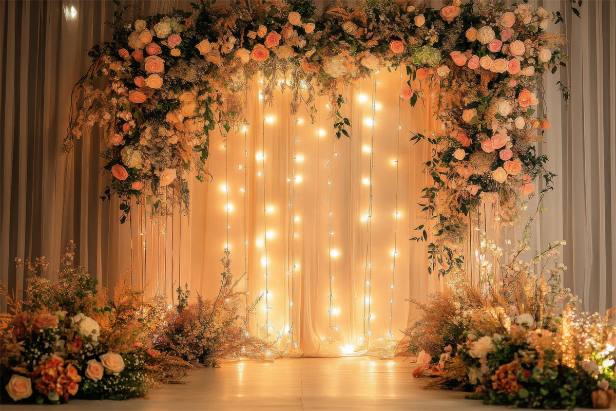 Spring Floral Backdrop Fairy Light Wedding Flower Backdrop BRP11-549