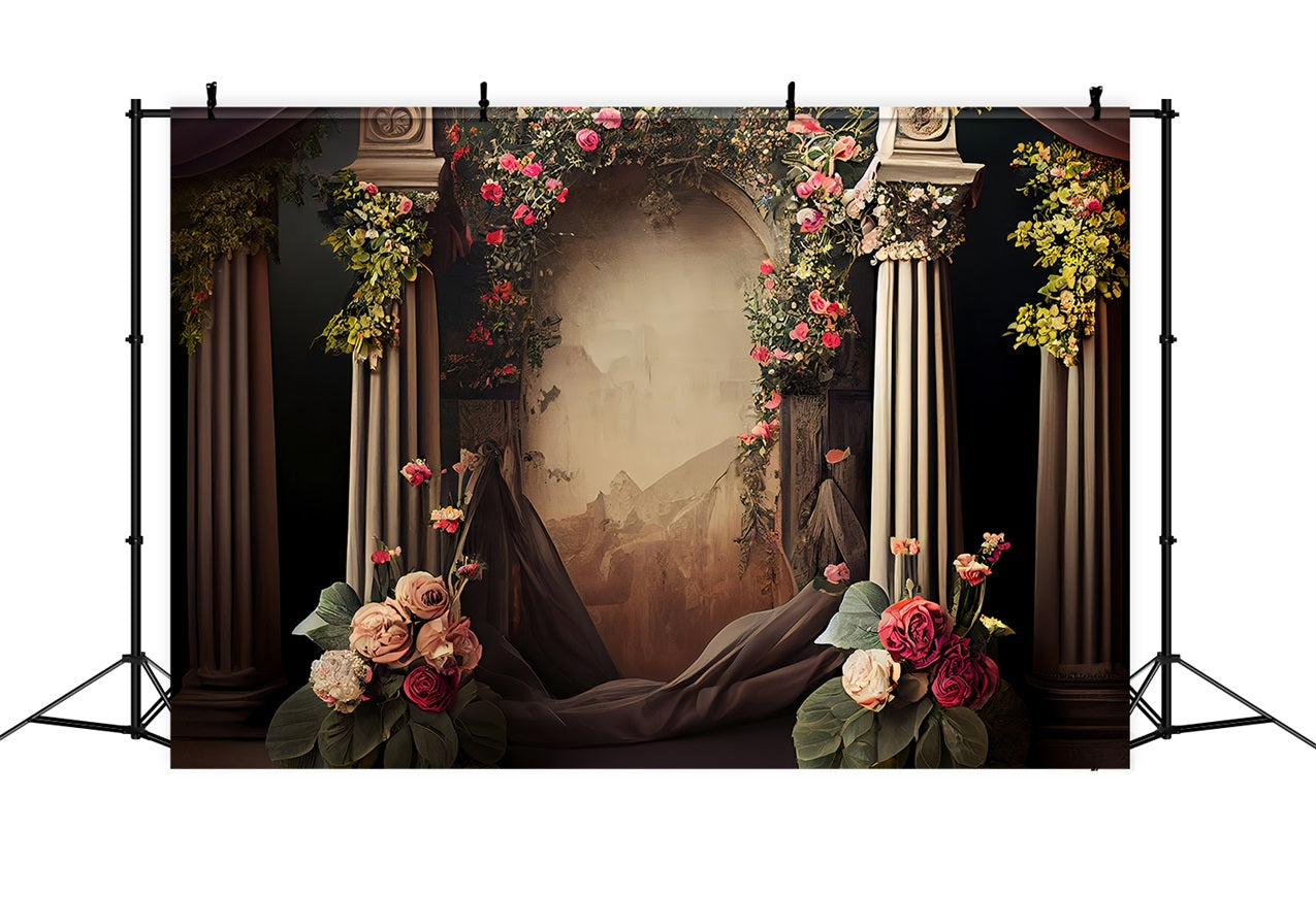 Photography Backdrops Vintage Rose Decor Arch Backdrop BRP11-556