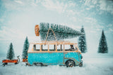 Winter Backdrop Photography Vintage Van Snowy Path Backdrop BRP11-55