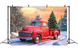 Backdrop Winter Wonderland Red Truck Christmas Tree Backdrop BRP11-57