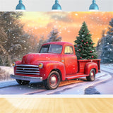 Backdrop Winter Wonderland Red Truck Christmas Tree Backdrop BRP11-57