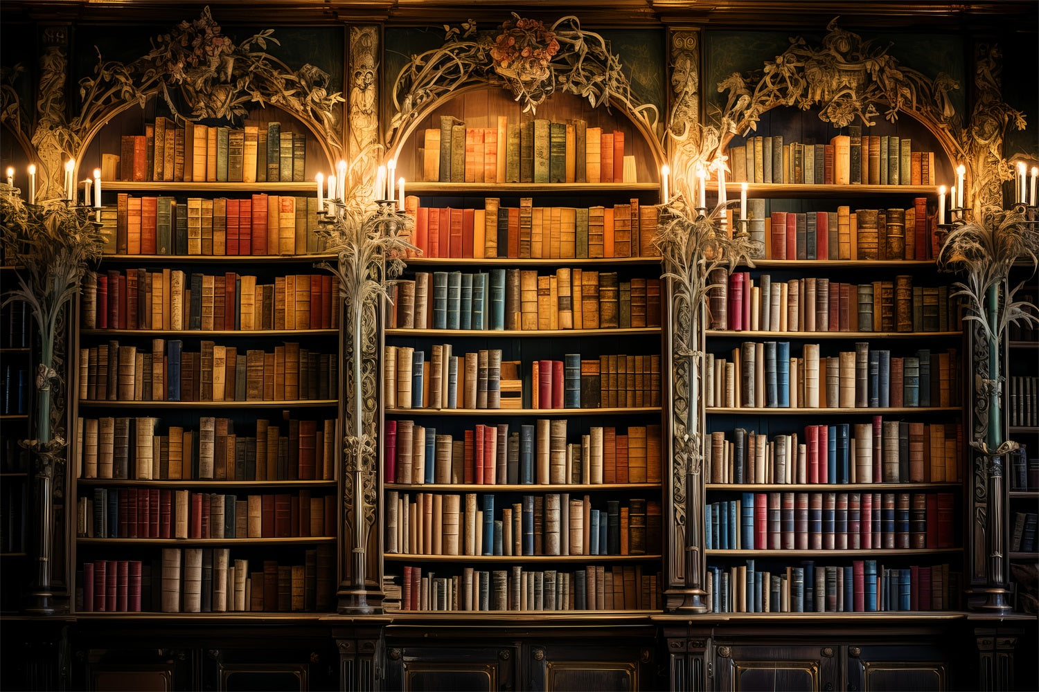 Vintage Backdrop Photography Bookcase Decor Carved Shelves Backdrop BRP11-573