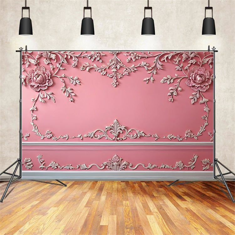 Vintage Photo Backdrop Retro Wall Pink Carvings Backdrop BRP11-575