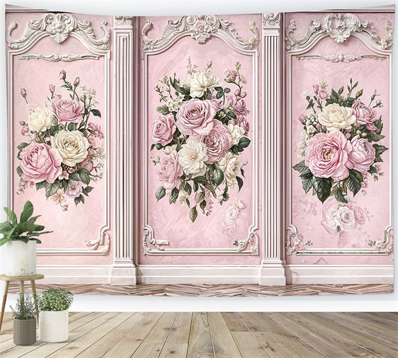 Photography Vintage Backdrop Pink Rose Retro Wall Backdrop BRP11-579