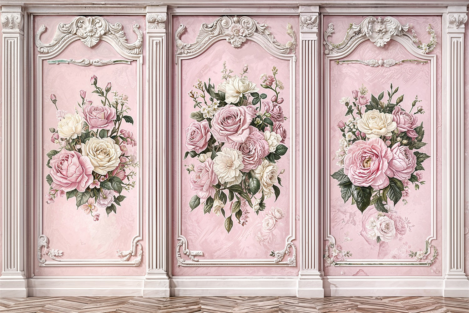 Photography Vintage Backdrop Pink Rose Retro Wall Backdrop BRP11-579