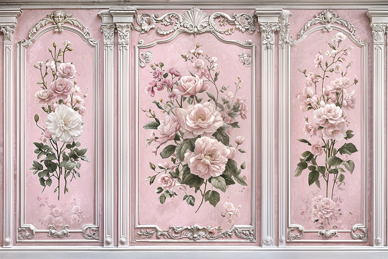 Backdrops Vintage Pink Retro Wall Murals Backdrop BRP11-580