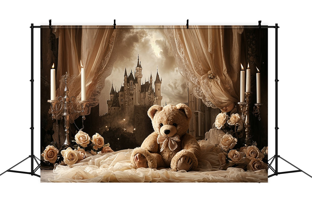 Vintage Photo Backdrop Ideas Castle Teddy Curtain Backdrop BRP11-583