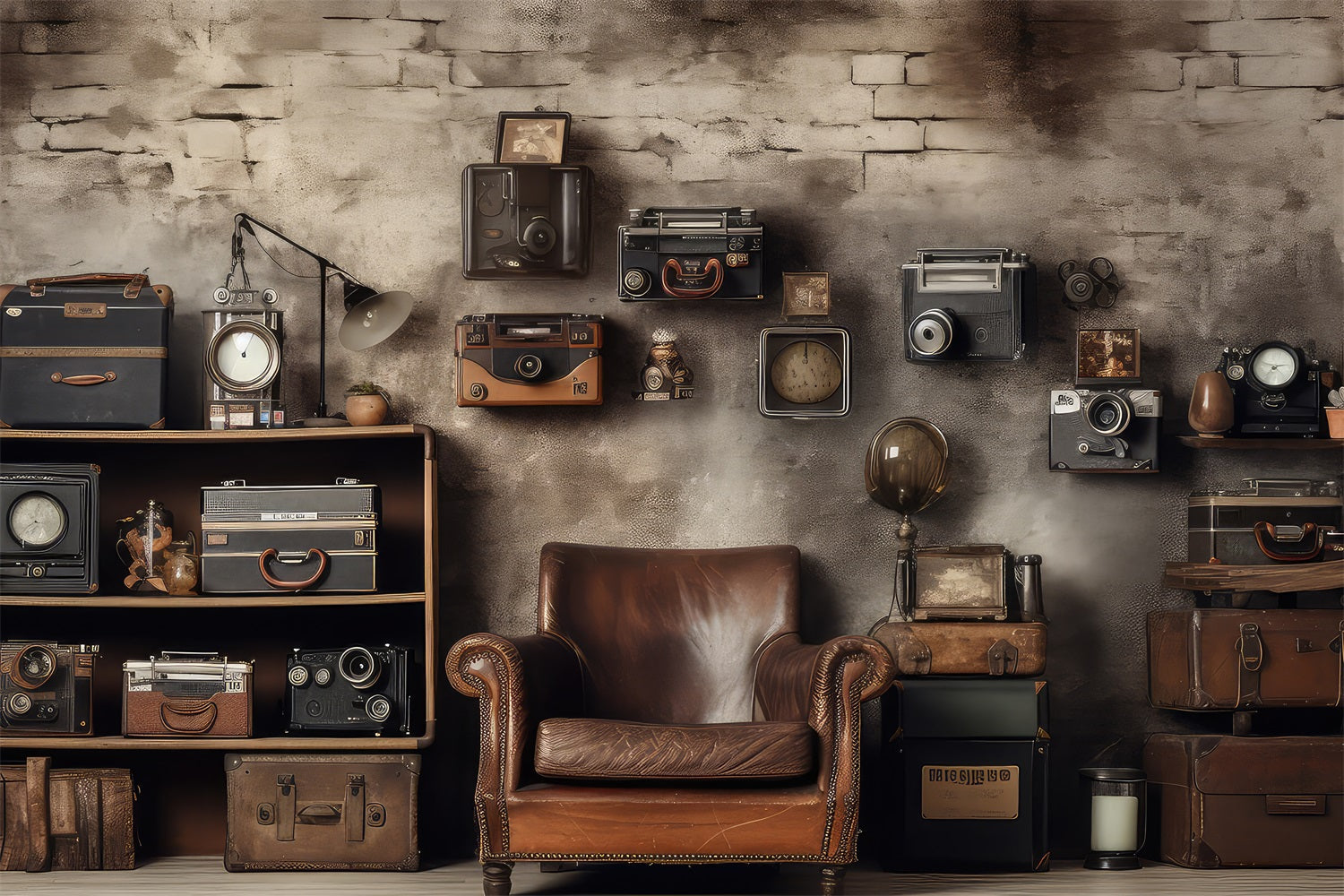 Vintage Backdrop Ideas Collector Decor Antique Cameras Backdrop BRP11-595