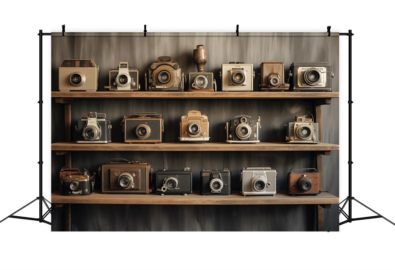 Photography Backdrops Vintage Antique Shelf Camera Decor Backdrop BRP11-596