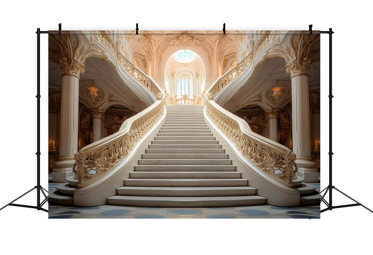 Backdrops Vintage Staircase Intricate Carvings Backdrop BRP11-598