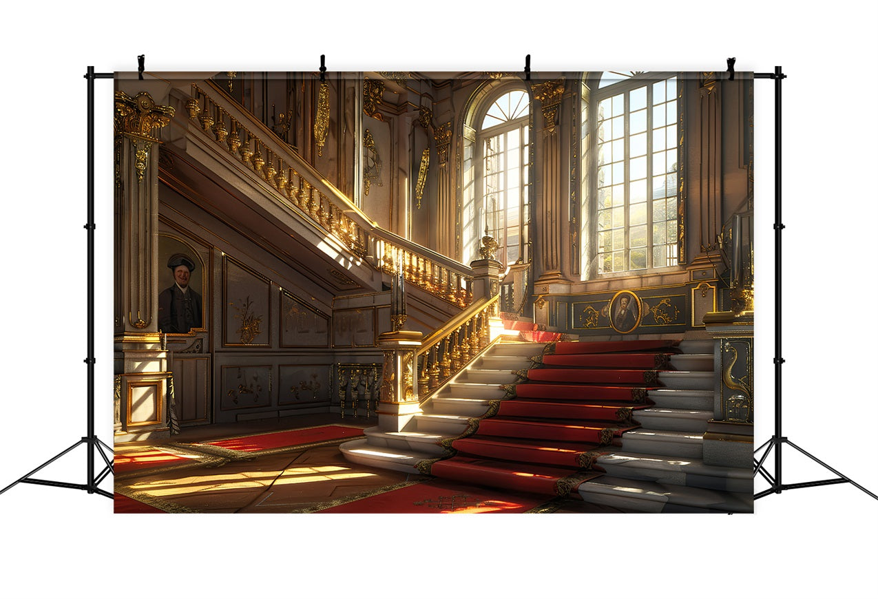 Photo Backdrop Vintage Baroque Red Carpet Staircase Backdrop BRP11-599