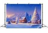 Photo Backdrop Winter Snowy Cabin Christmas Tree Backdrop BRP11-63