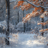 Winter Scene Backdrops Orange Leaves Snow Backdrop BRP11-66