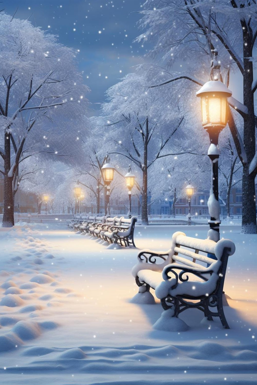 Winter Photo Backdrops Enchanted Snowy Evening Park Backdrop BRP11-70