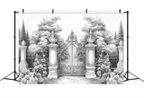 Winter Photo Backdrop Ironwork Entrance Tranquil Gardens Backdrop BRP11-74