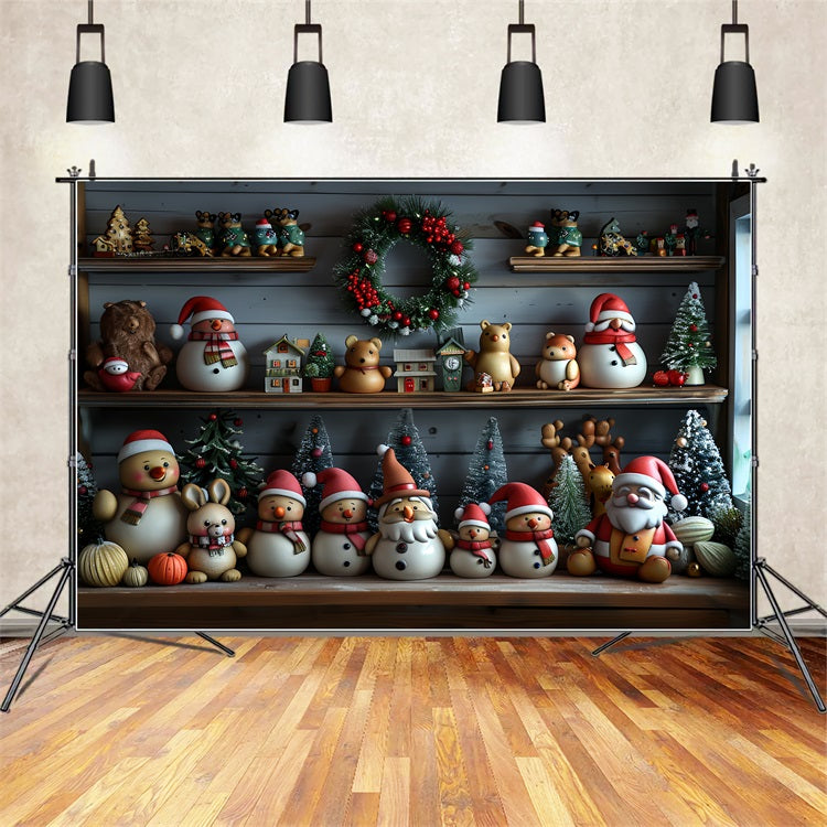 Photography Christmas Backdrops Santa's Workshop Snowy Friends Backdrop BRP11-77