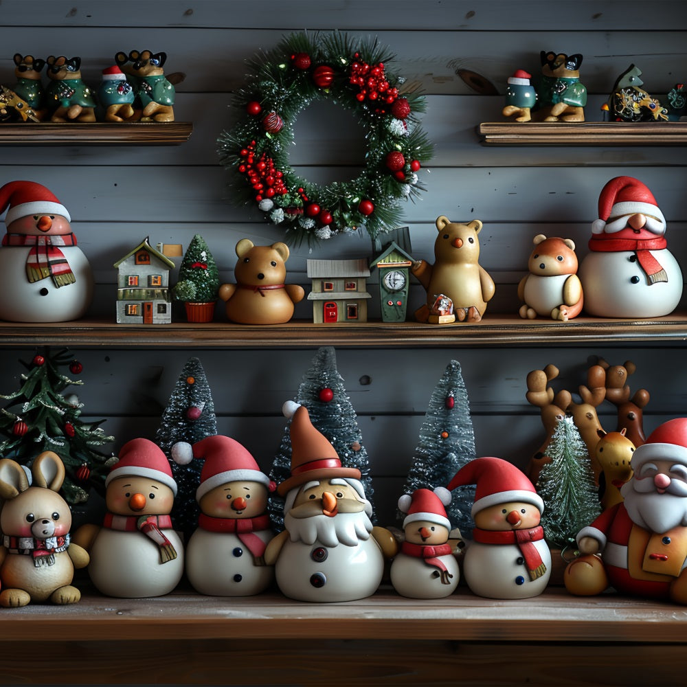 Photography Christmas Backdrops Santa's Workshop Snowy Friends Backdrop BRP11-77