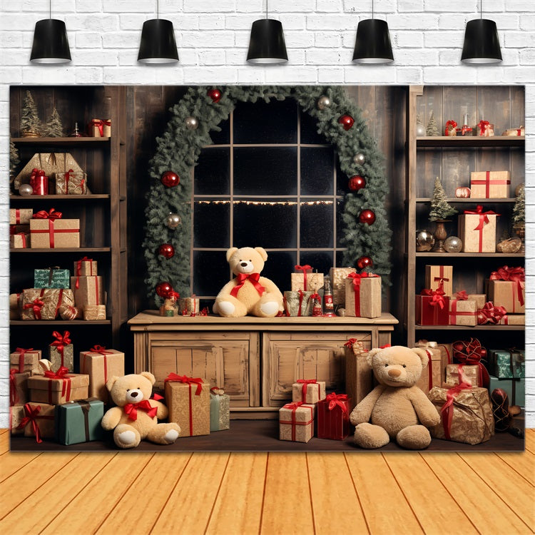 Christmas Backdrop Santa's Workshop Teddy Bears Backdrop BRP11-79