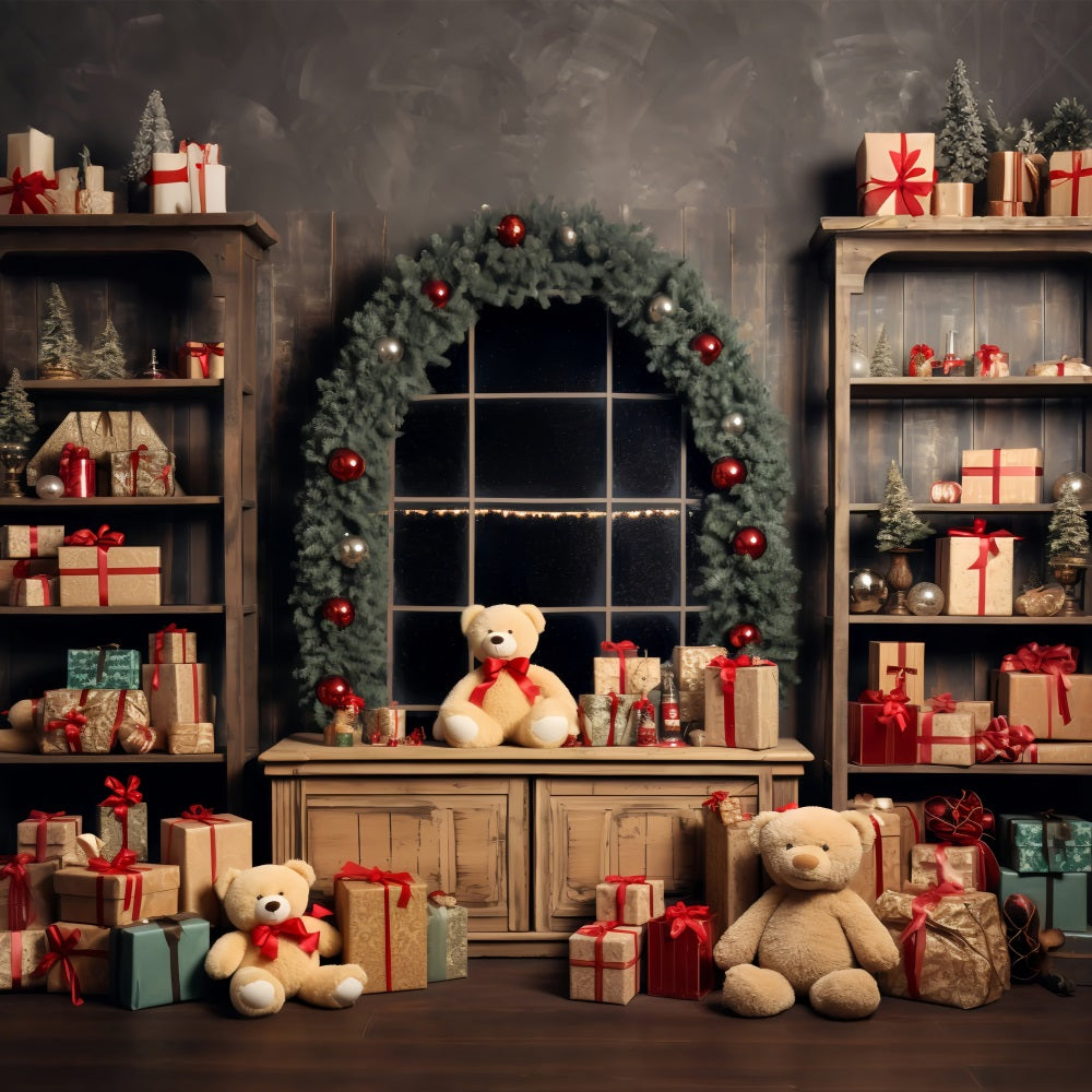 Christmas Backdrop Santa's Workshop Teddy Bears Backdrop BRP11-79