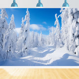 Winter Photography Backdrops Pine Trees Bright Sky Backdrop BRP11-8