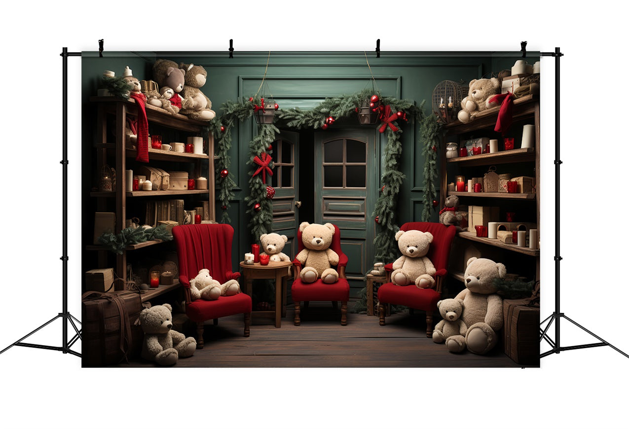 Christmas Backdrops Santa's Workshop Festive Bears Backdrop BRP11-91